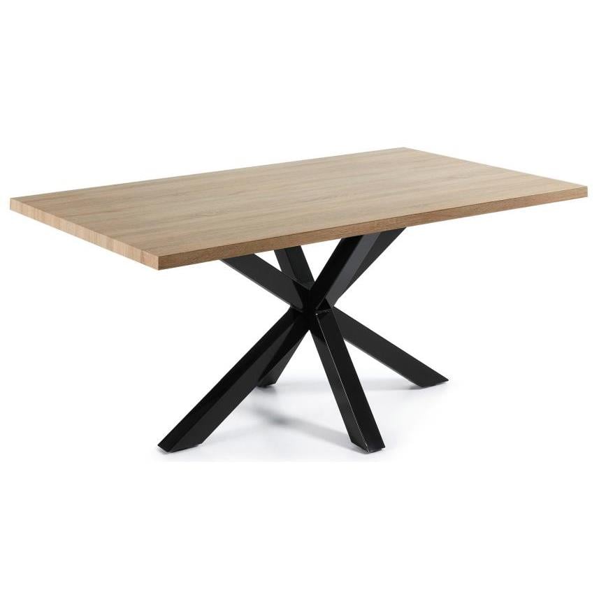 Kave Home Argo Eettafel - 180 x 100 cm - Eiken / Zwart