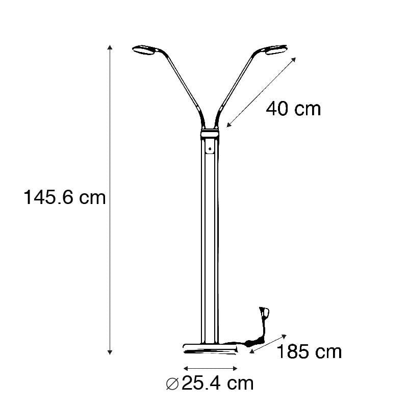 QAZQA Moderne vloerlamp brons met leeslamp incl. LED - Eva