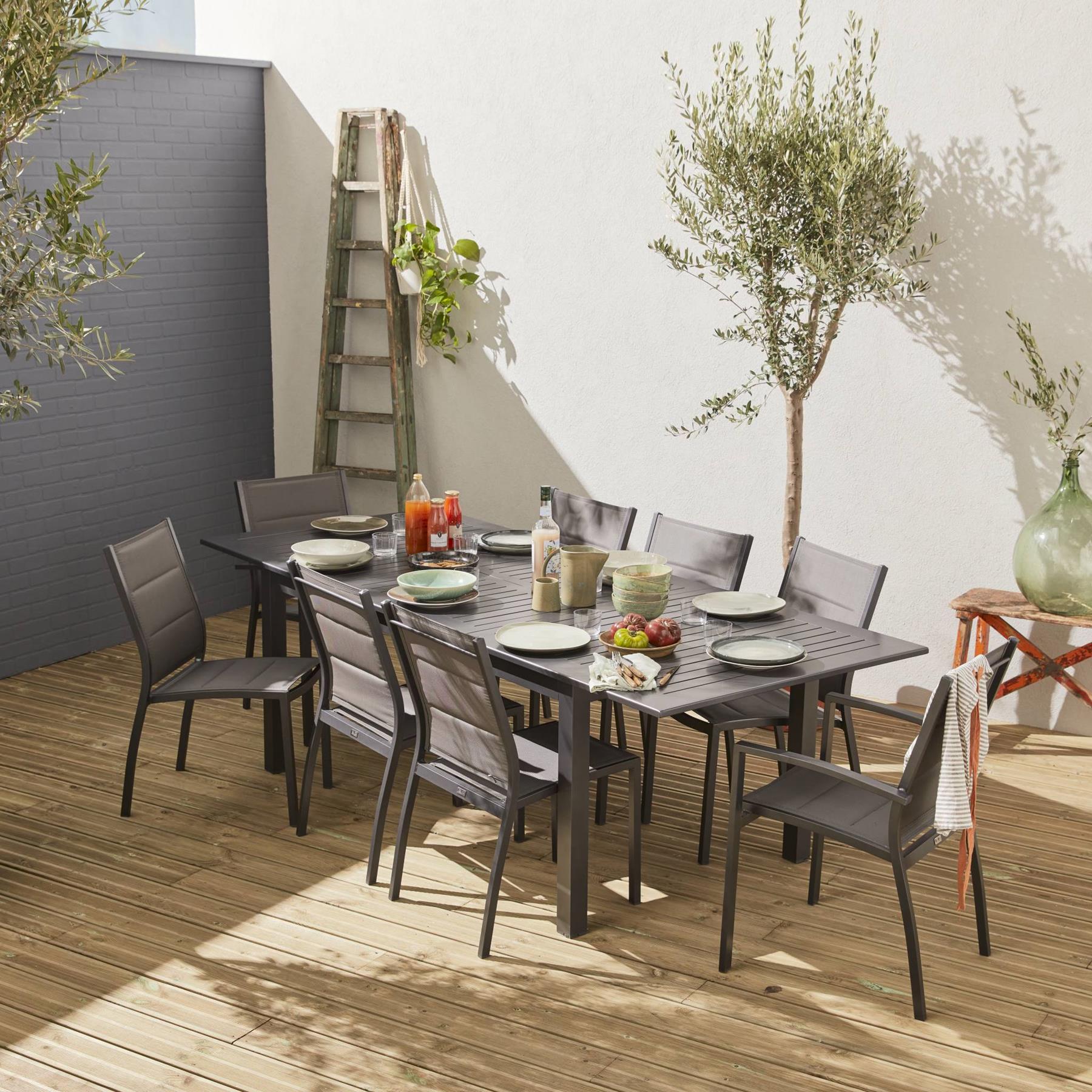 sweeek - Aluminium tuinset 8 plaatsen, uitschuifbaar