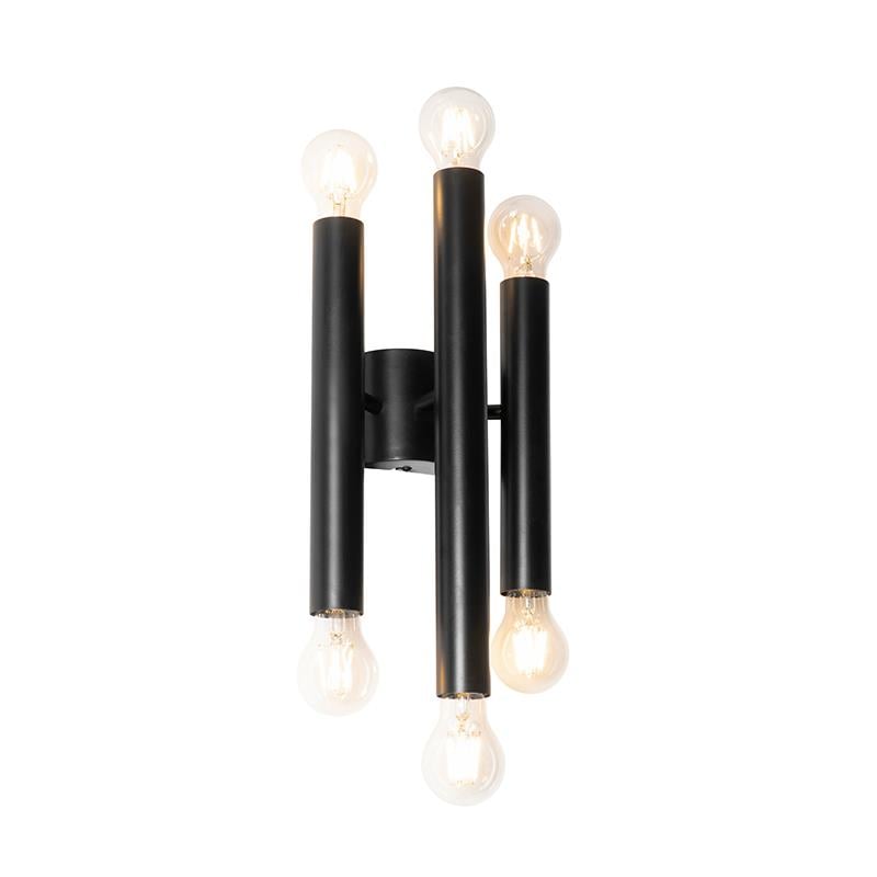 QAZQA Art Deco wandlamp zwart 6-lichts - Tubi