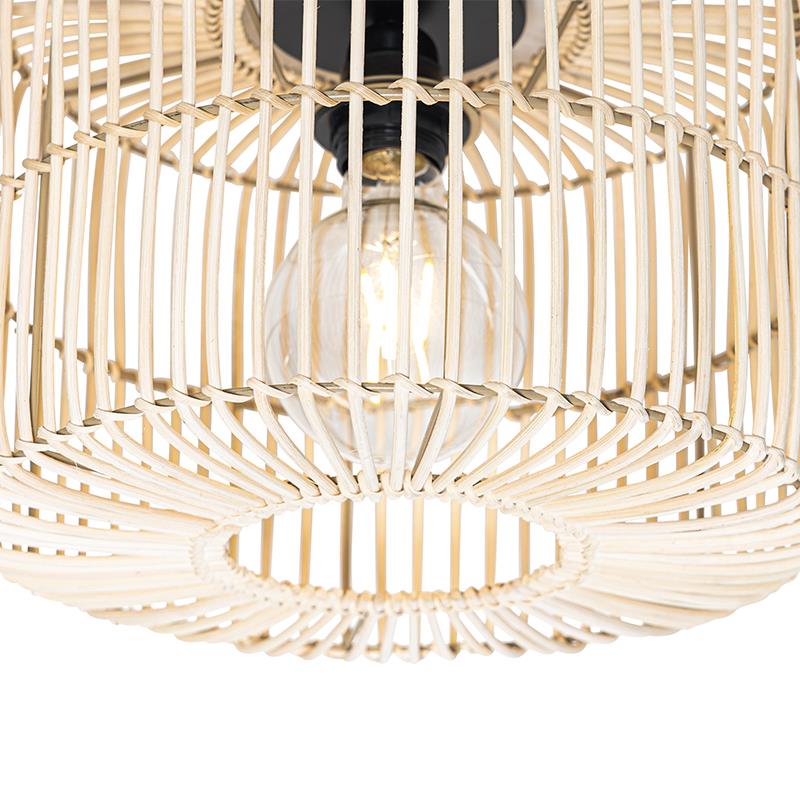 QAZQA Oosterse plafondlamp zwart met rotan - Maud