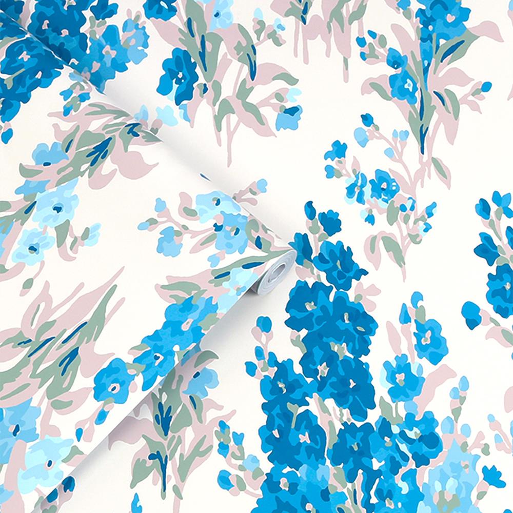 Laura Ashley Stocks Behang - Bloemen - 10mx52cm - Blauw