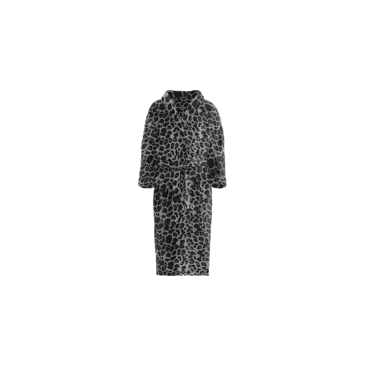 LINNICK Flanel Fleece Badjas Leopard - zwart|wit