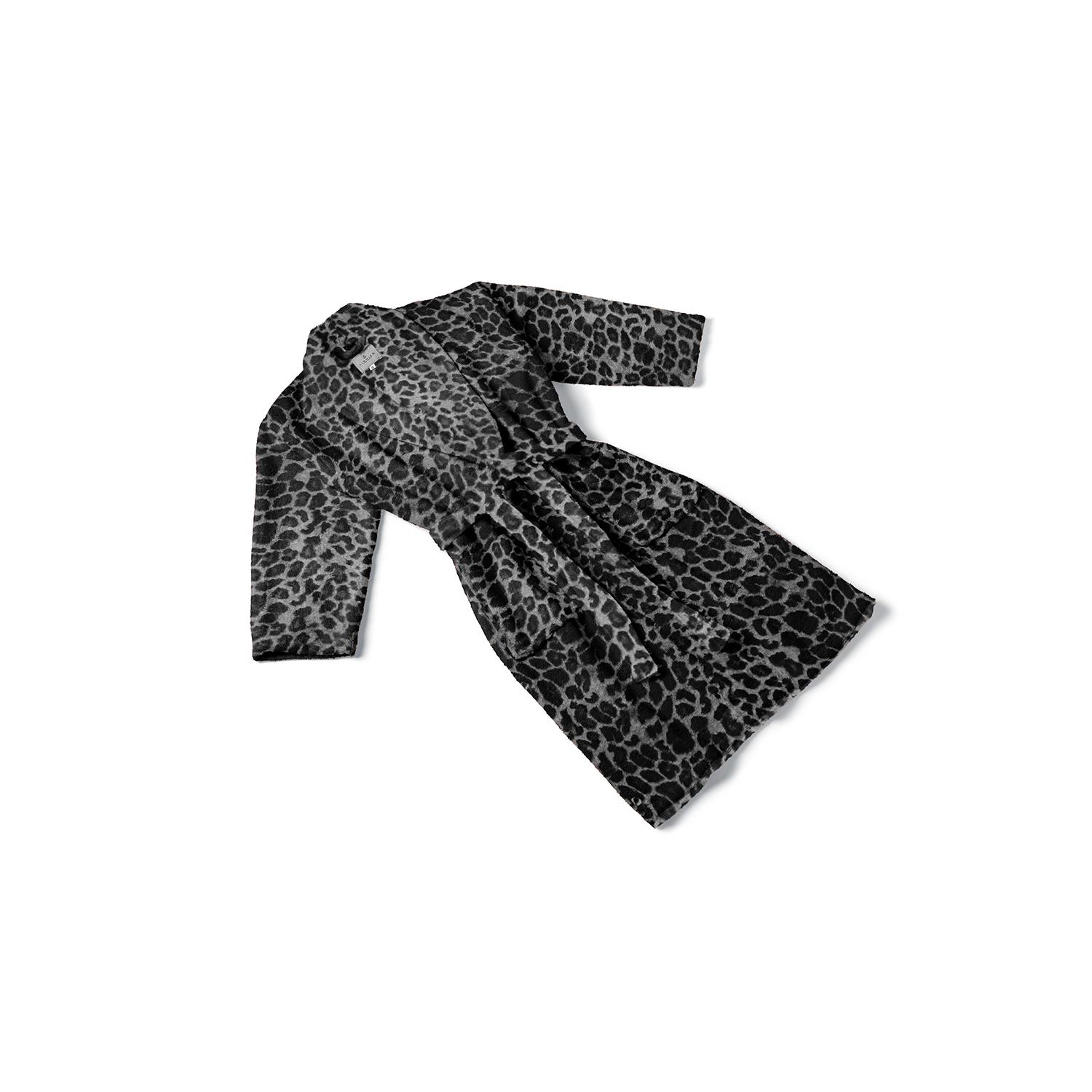 LINNICK Flanel Fleece Badjas Leopard - zwart|wit
