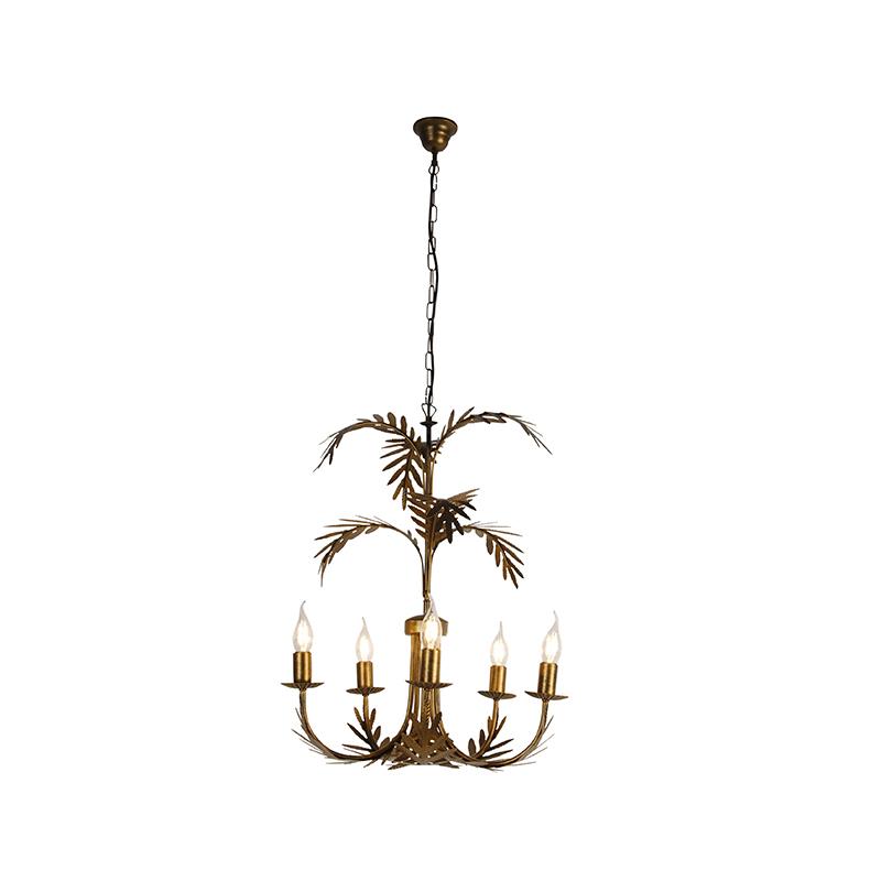 QAZQA Vintage kroonluchter goud 5-lichts - Botanica