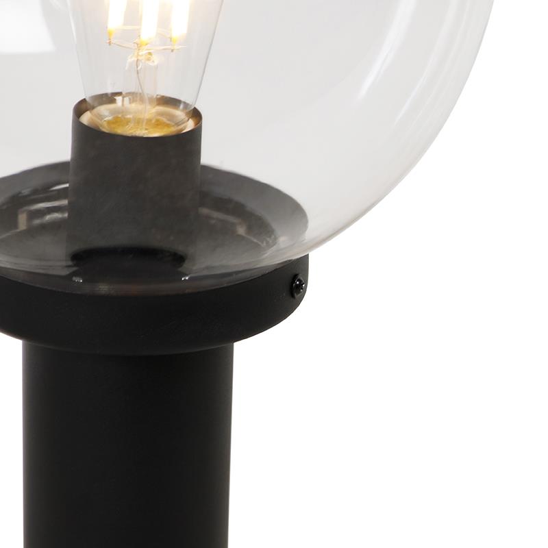 QAZQA Staande buitenlamp zwart met heldere bol 50 cm IP44 - Sfera