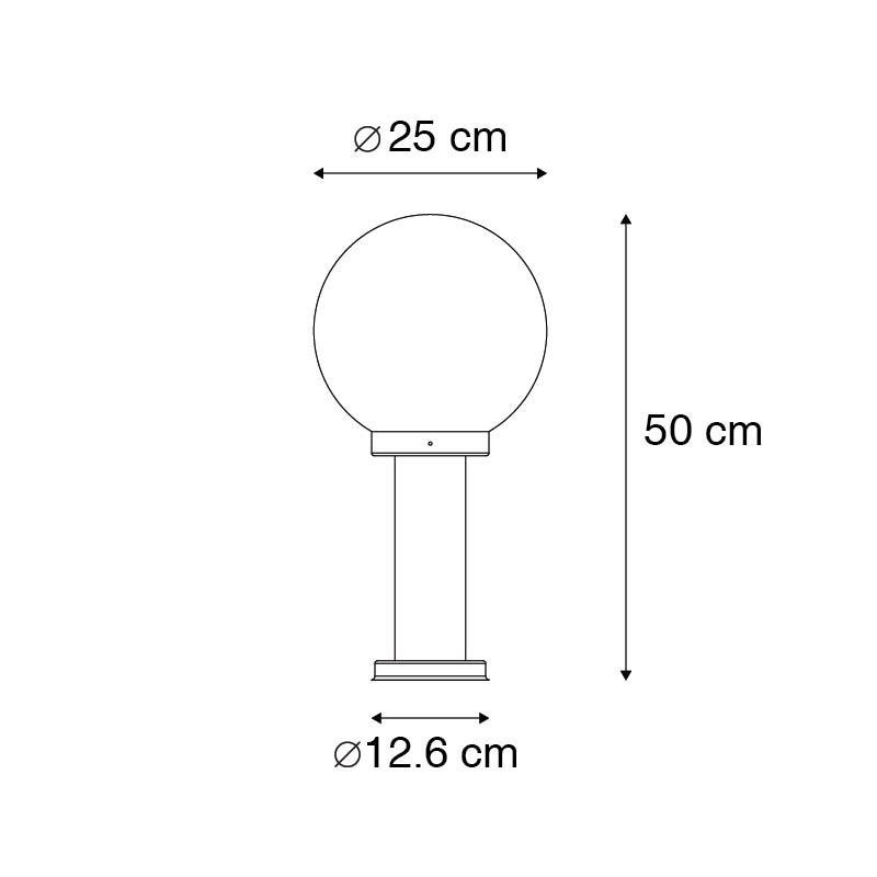 QAZQA Staande buitenlamp zwart met heldere bol 50 cm IP44 - Sfera