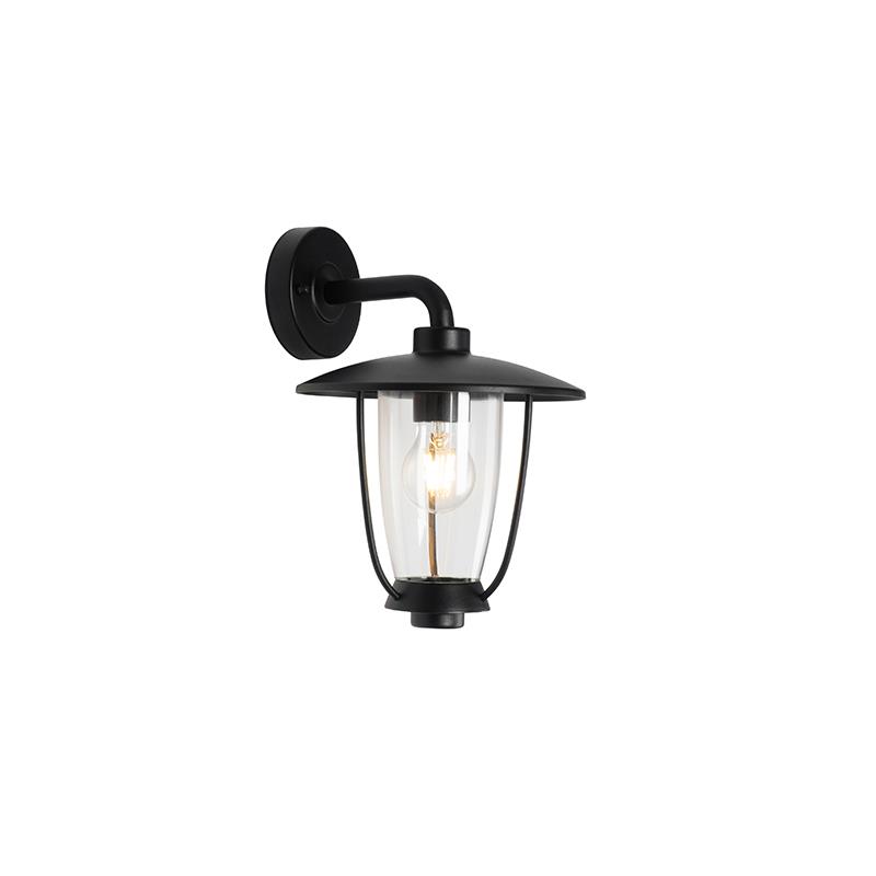QAZQA Moderne buiten wandlamp zwart met helder glas - Khana