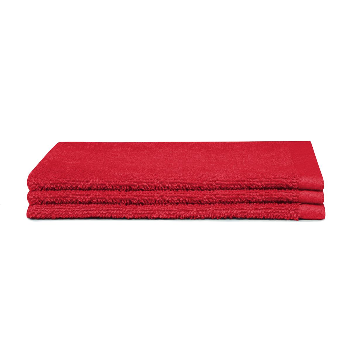 Seahorse washand Pure - 16 x 21 cm - Rood - 3 stuks
