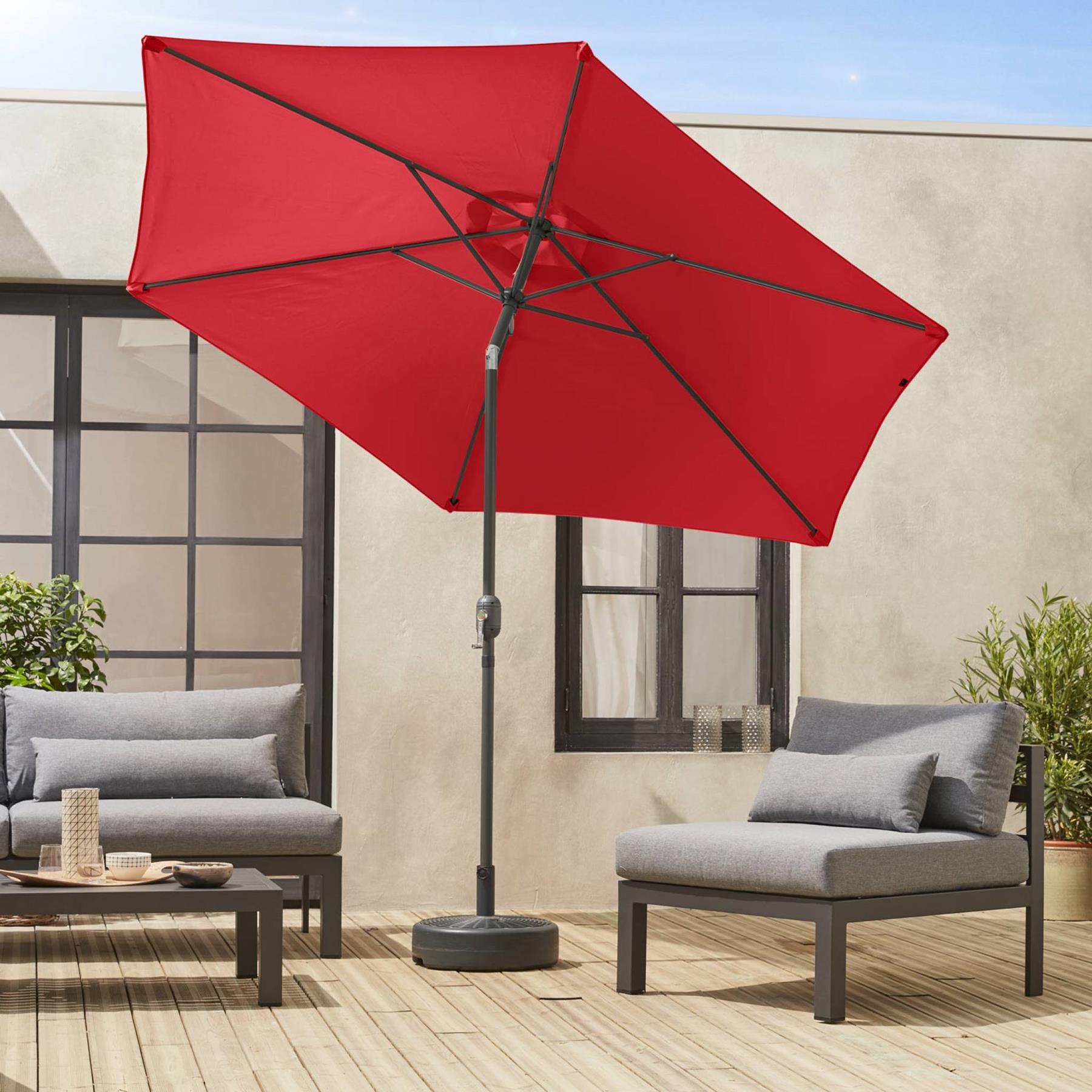 sweeek - 3m ronde parasol, paal met houteffect