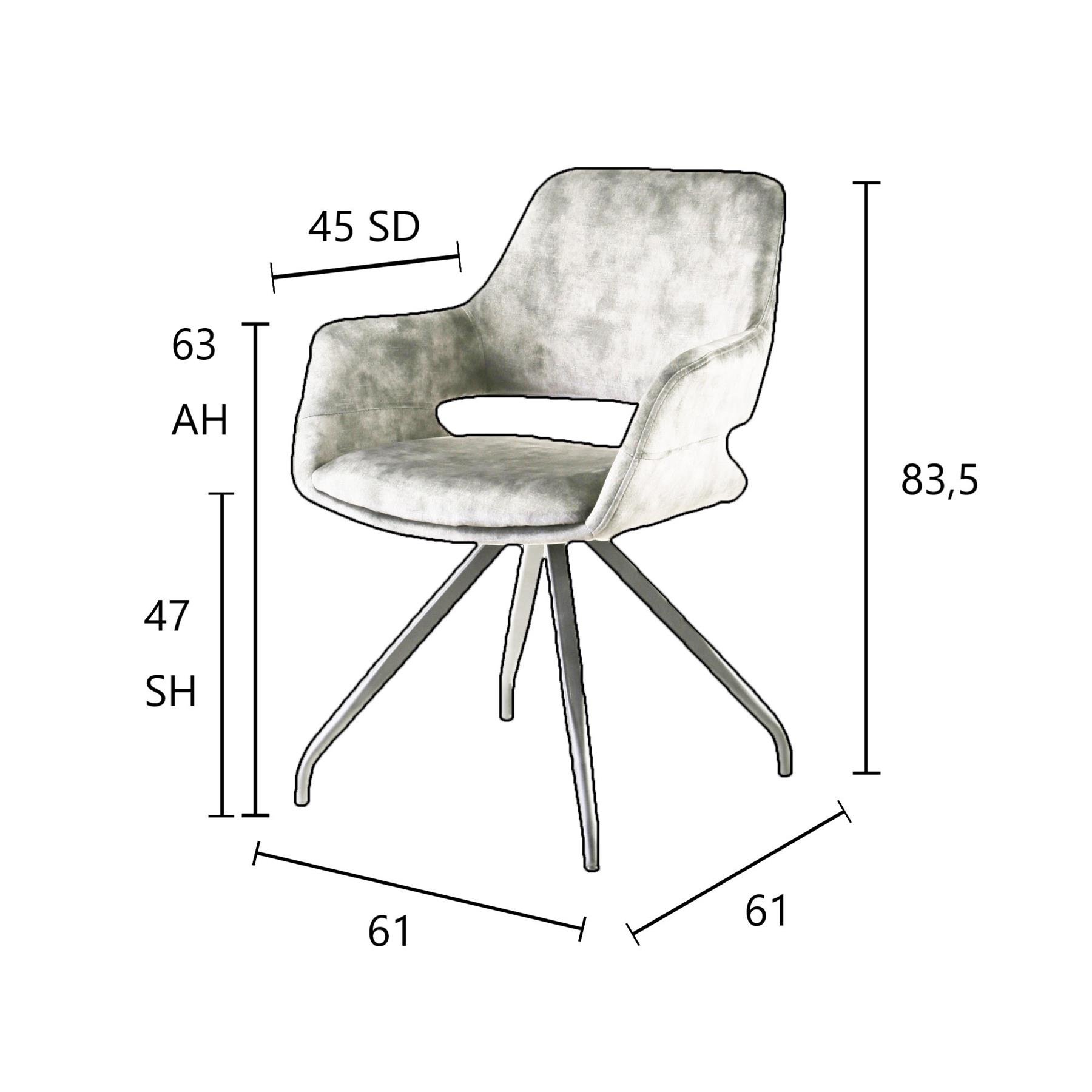Livingfurn - Giga Meubel - Eetkamerstoel Capp Olijfgroen Velvet