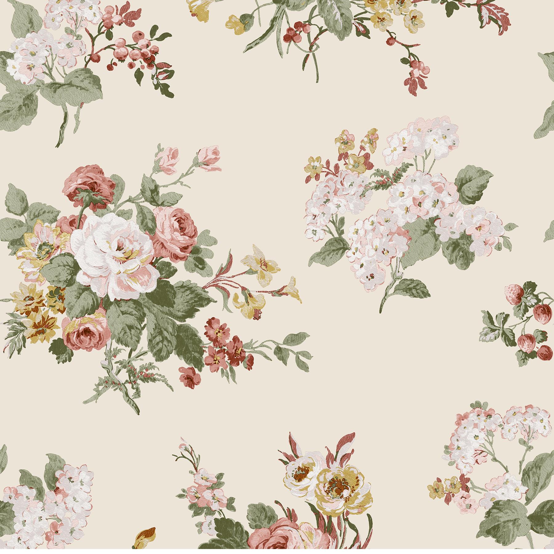 Laura Ashley Rosemore Behang - Bloemen - 10mx52cm - Beige