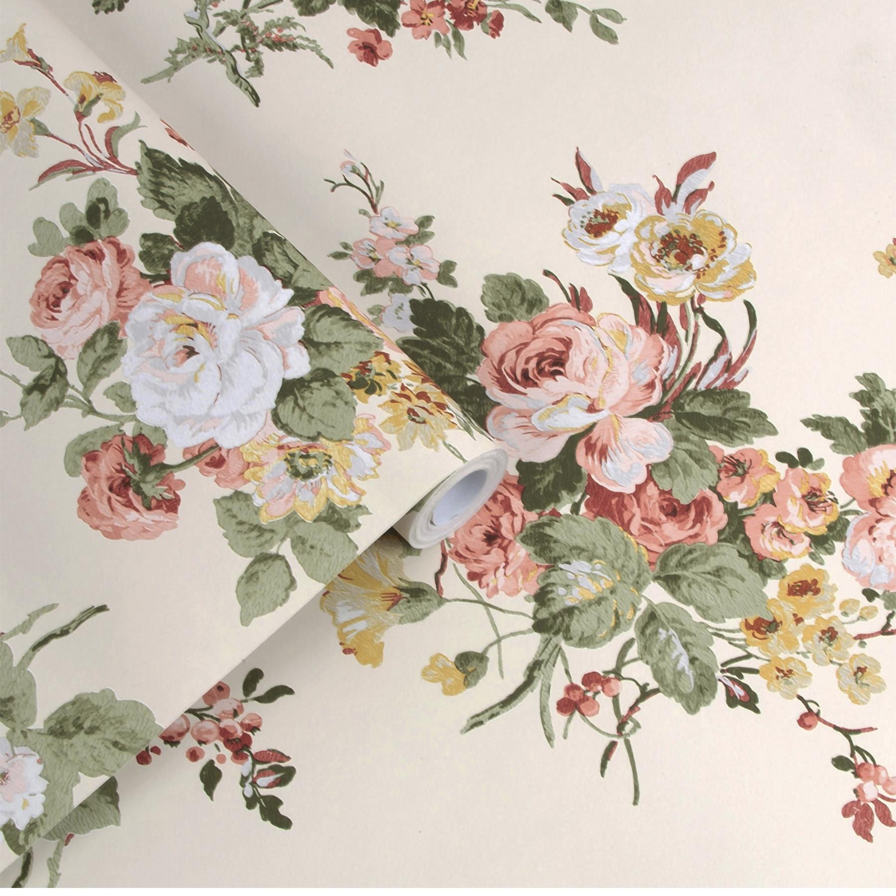 Laura Ashley Rosemore Behang - Bloemen - 10mx52cm - Beige