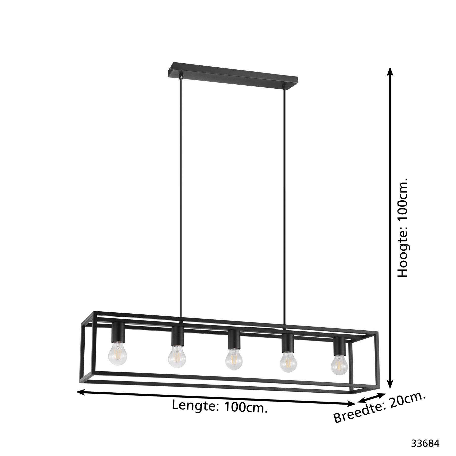 EGLO Eldrick Hanglamp - E27 - 100 cm - Zwart