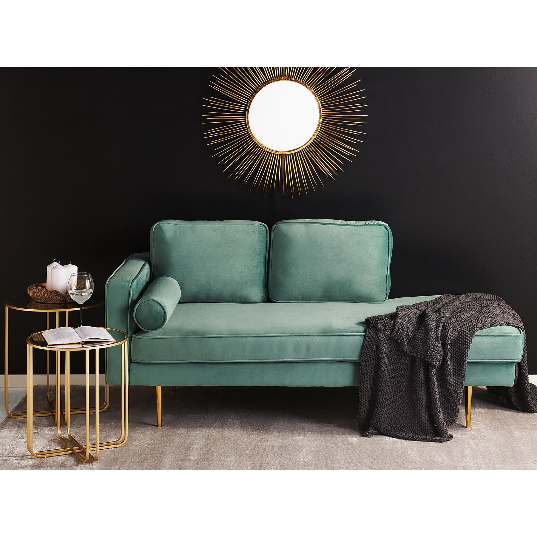 Beliani - MIRAMAS - Chaise longue - Mintgroen - Linkerzijde - Fluweel
