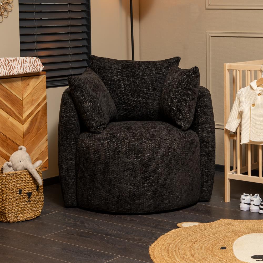 Bronx71 Stoel babykamer Ruby chenille stof zwart