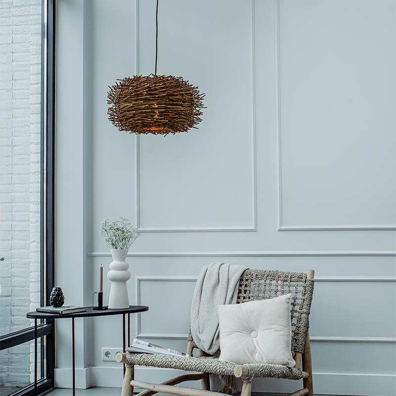 QAZQA Landelijke hanglamp bruin rotan - Hatch 45