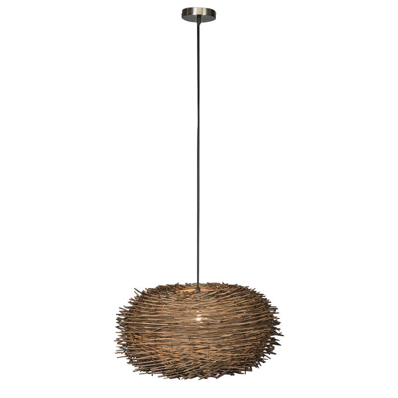 QAZQA Landelijke hanglamp bruin rotan - Hatch 45
