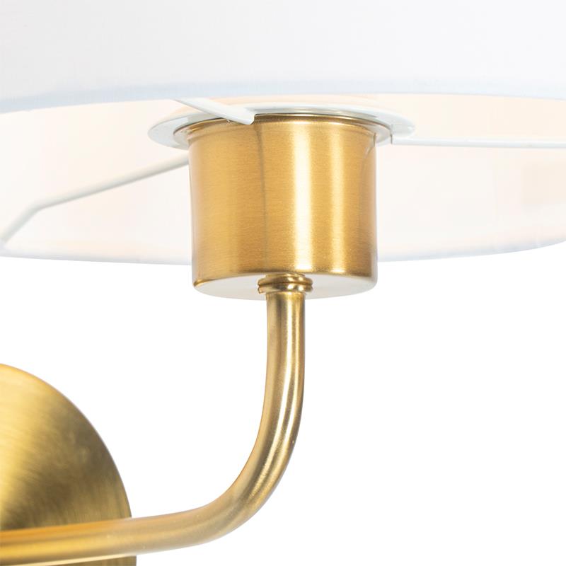 QAZQA Klassieke wandlamp goud stoffen kap wit - Cas