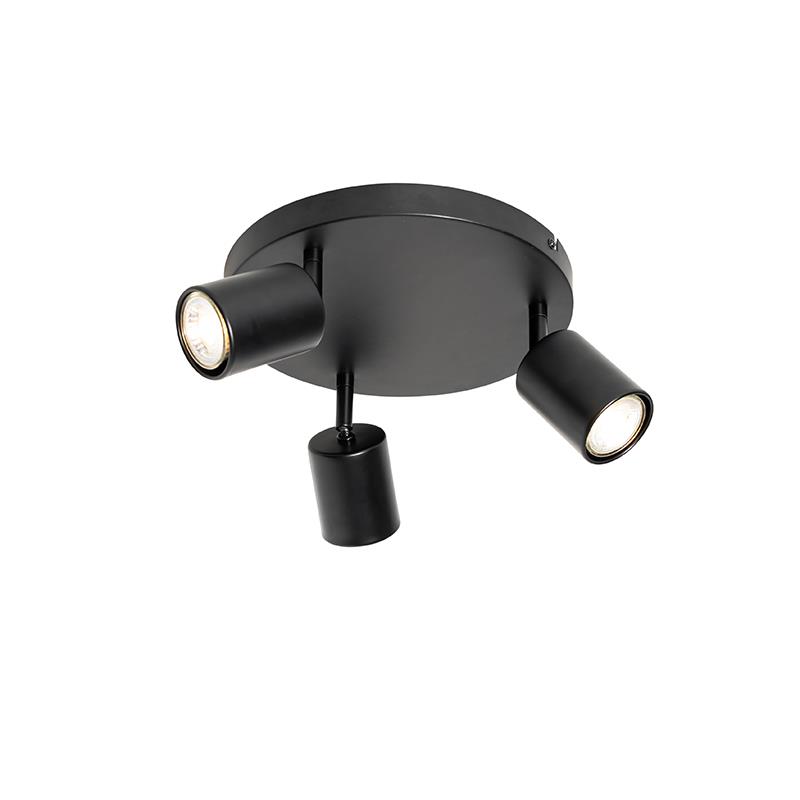 QAZQA Moderne plafondlamp zwart verstelbaar rond 3-lichts - Java