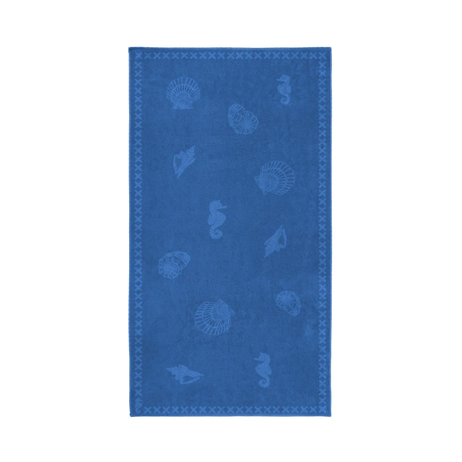 Seahorse strandlaken Shells - Katoen - 100x200cm - Blauw