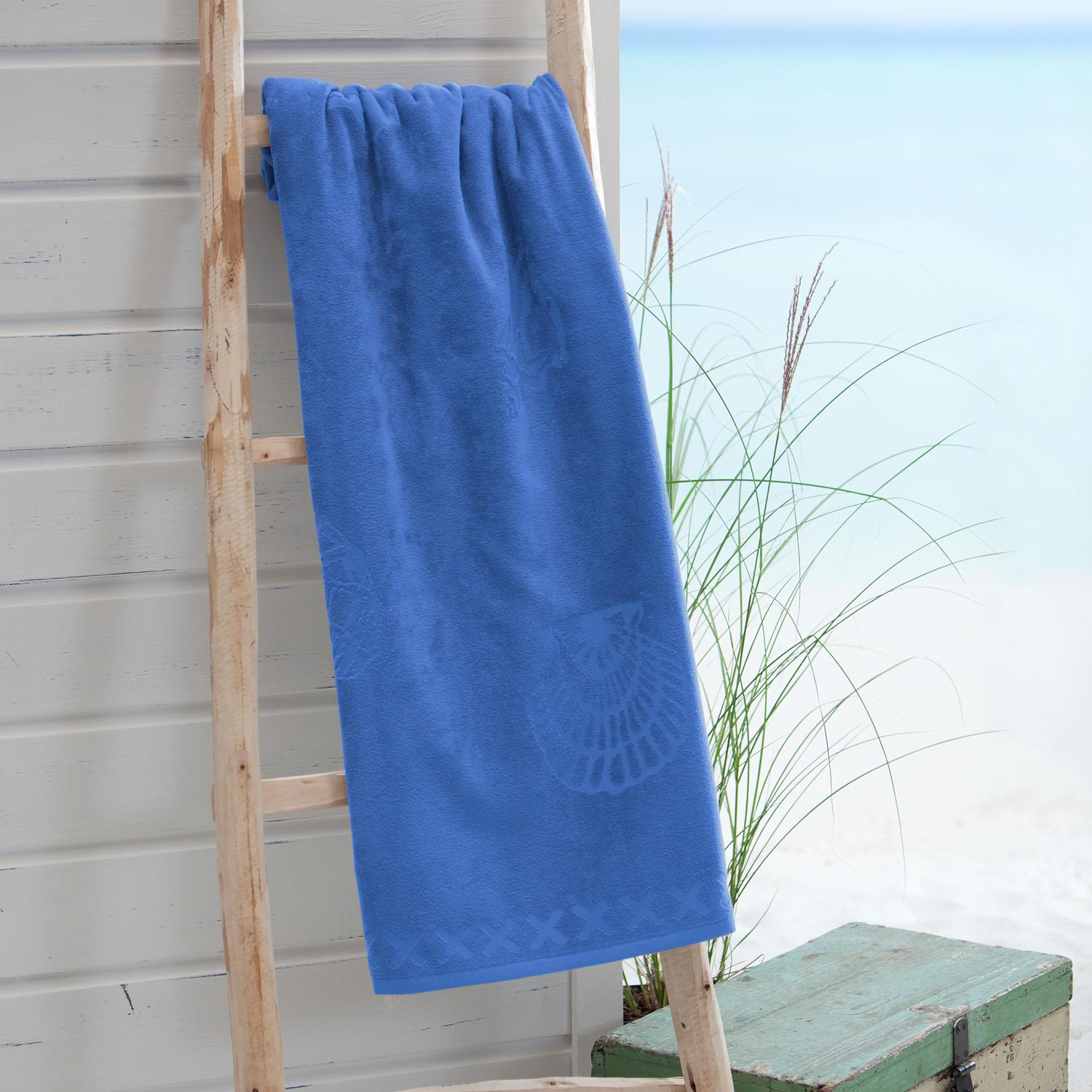 Seahorse strandlaken Shells - Katoen - 100x200cm - Blauw