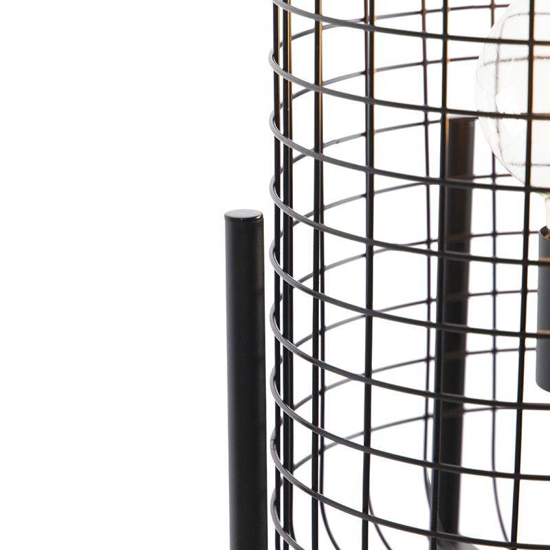 QAZQA Industriële vloerlamp zwart - Bliss Vefa