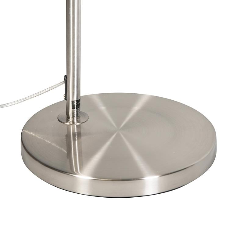 QAZQA Moderne booglamp staal met grijze stoffen kap - Arc Basic