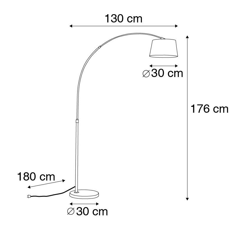 QAZQA Moderne booglamp staal met grijze stoffen kap - Arc Basic
