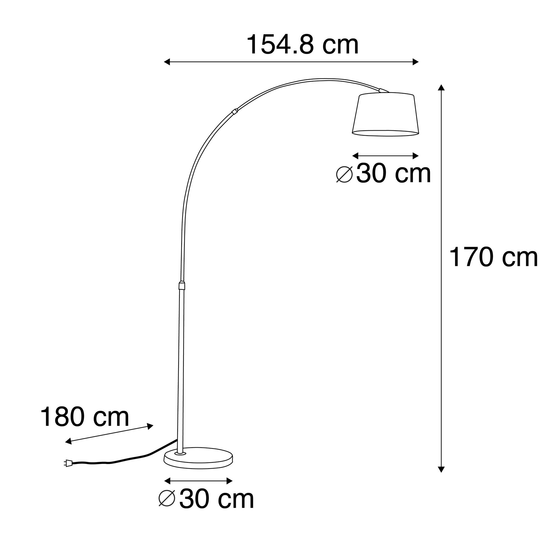 QAZQA Moderne booglamp staal met zwarte stoffen kap - Arc Basic