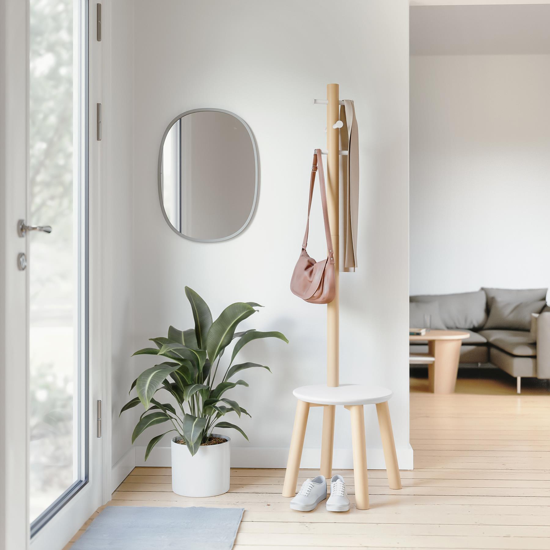 Umbra Pillar Kapstok met Kruk - Wit/Naturel