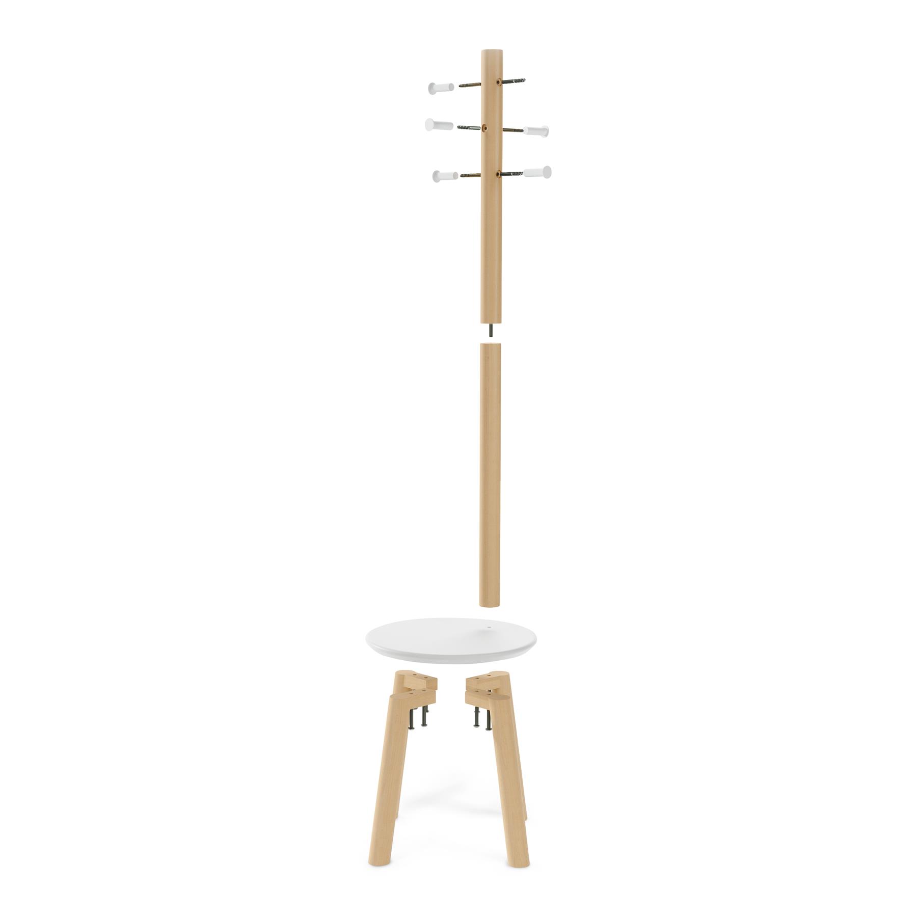 Umbra Pillar Kapstok met Kruk - Wit/Naturel