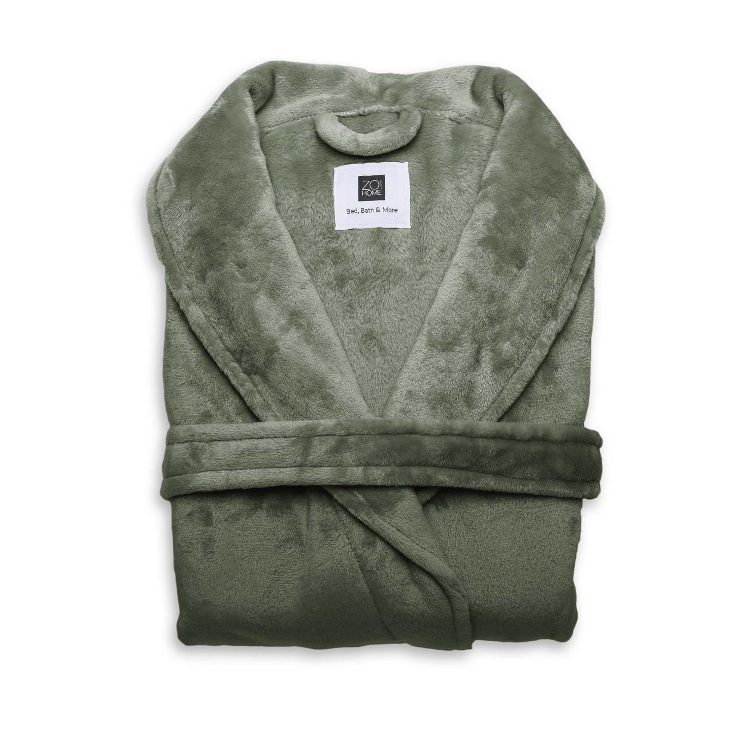 Zo Home Flanel Fleece Badjas Cara - olive green - M