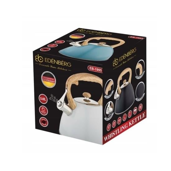 Edenberg Black Line - Fluitketel RVS - 3.0 liter
