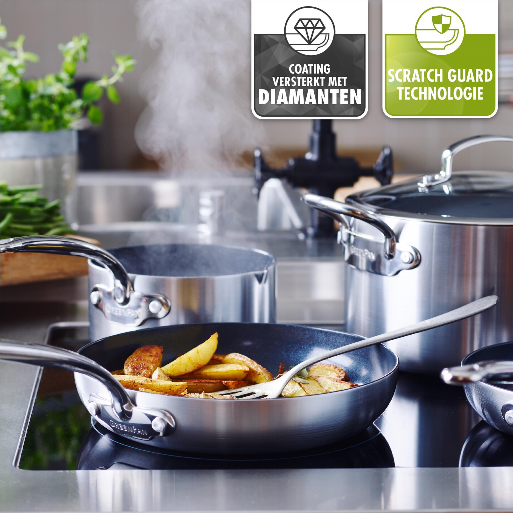 GreenPan Barcelona Evershine Hapjespan Ø 24 cm - Zilver