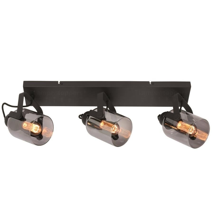 Freelight Spot Fumoso Zwart met Smoke Glas 3 Lichts