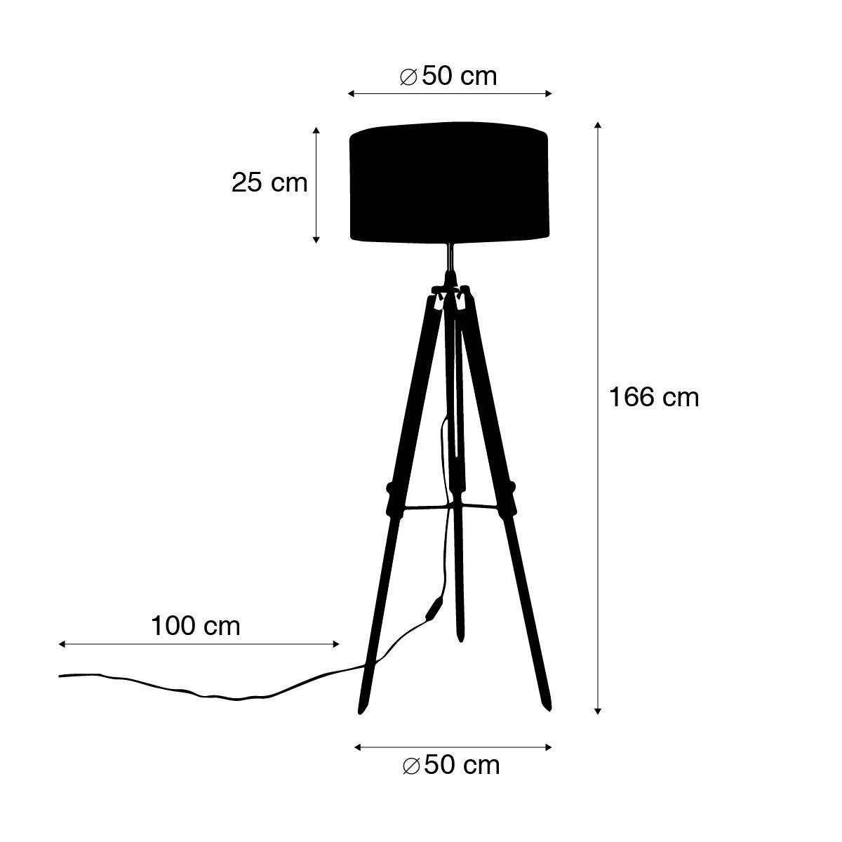 QAZQA Vloerlamp messing met kap lichtbruin 50 cm tripod - Cortin