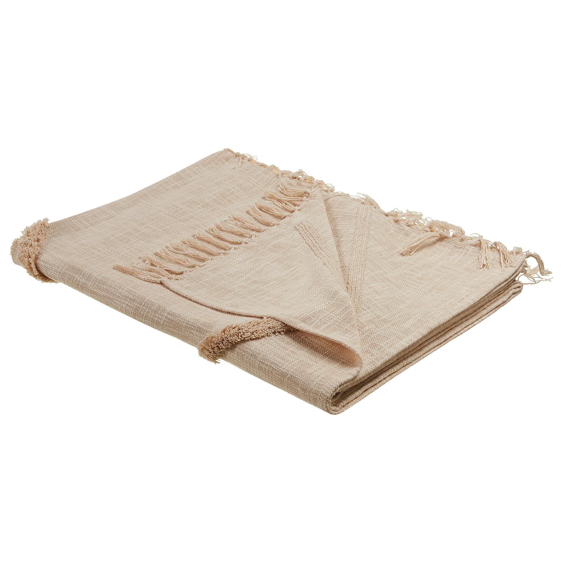 Beliani - JAUNPUR - Plaid - Beige - 130 x 180 cm - Katoen