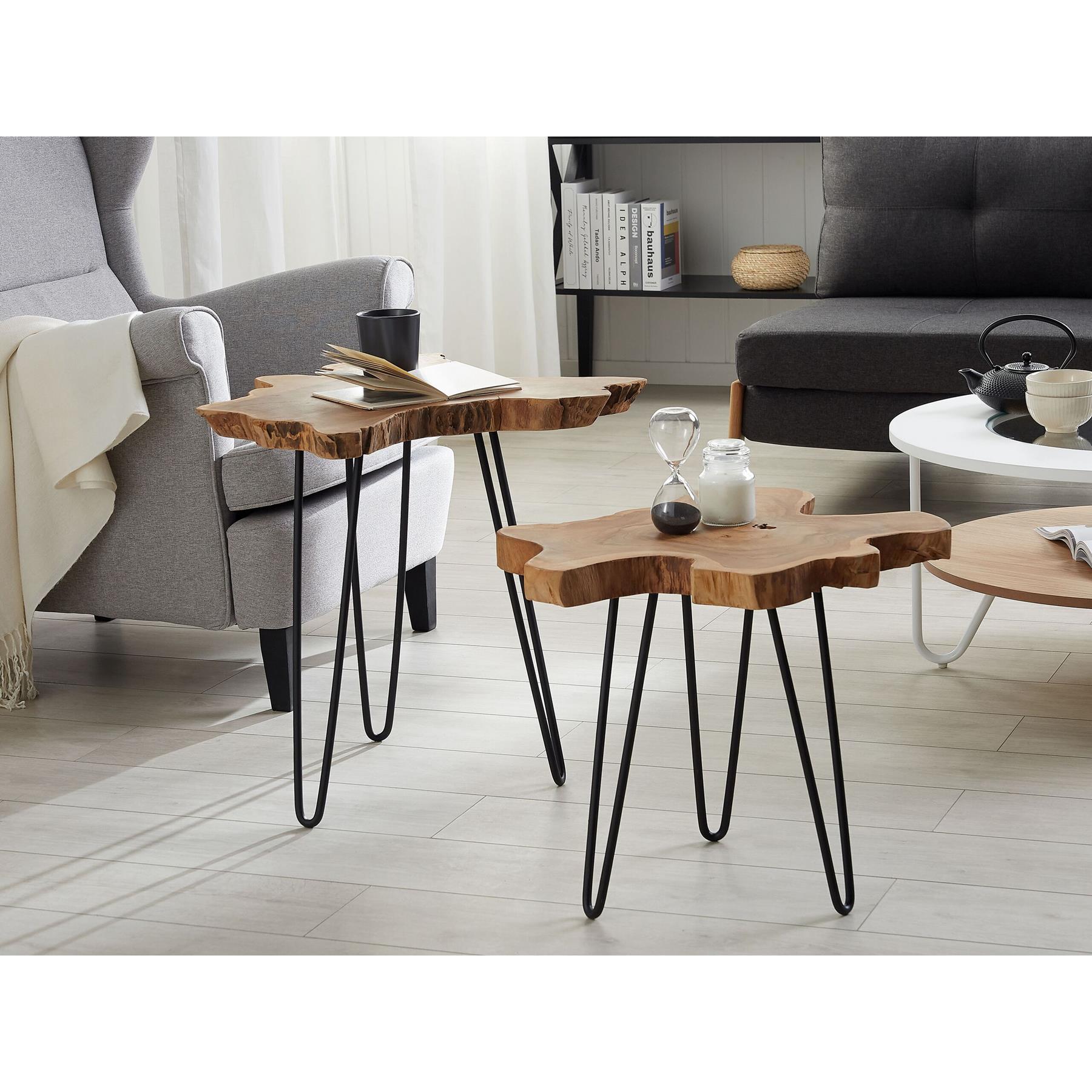Beliani - CAMROSE - Salontafel - Donkere houtkleur - Teakhout