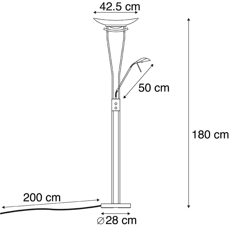QAZQA Moderne vloerlamp staal incl. LED en dimmer - Lexus