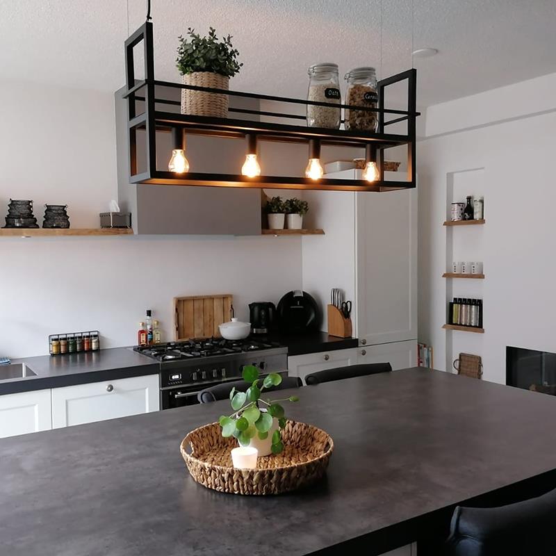 QAZQA Smart hanglamp zwart incl. WiFi A60 - Cage Rack
