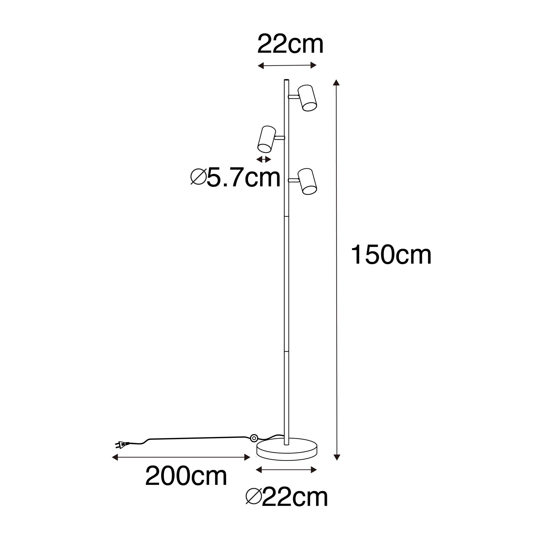 QAZQA Moderne vloerlamp messing 3-lichts - Jeana