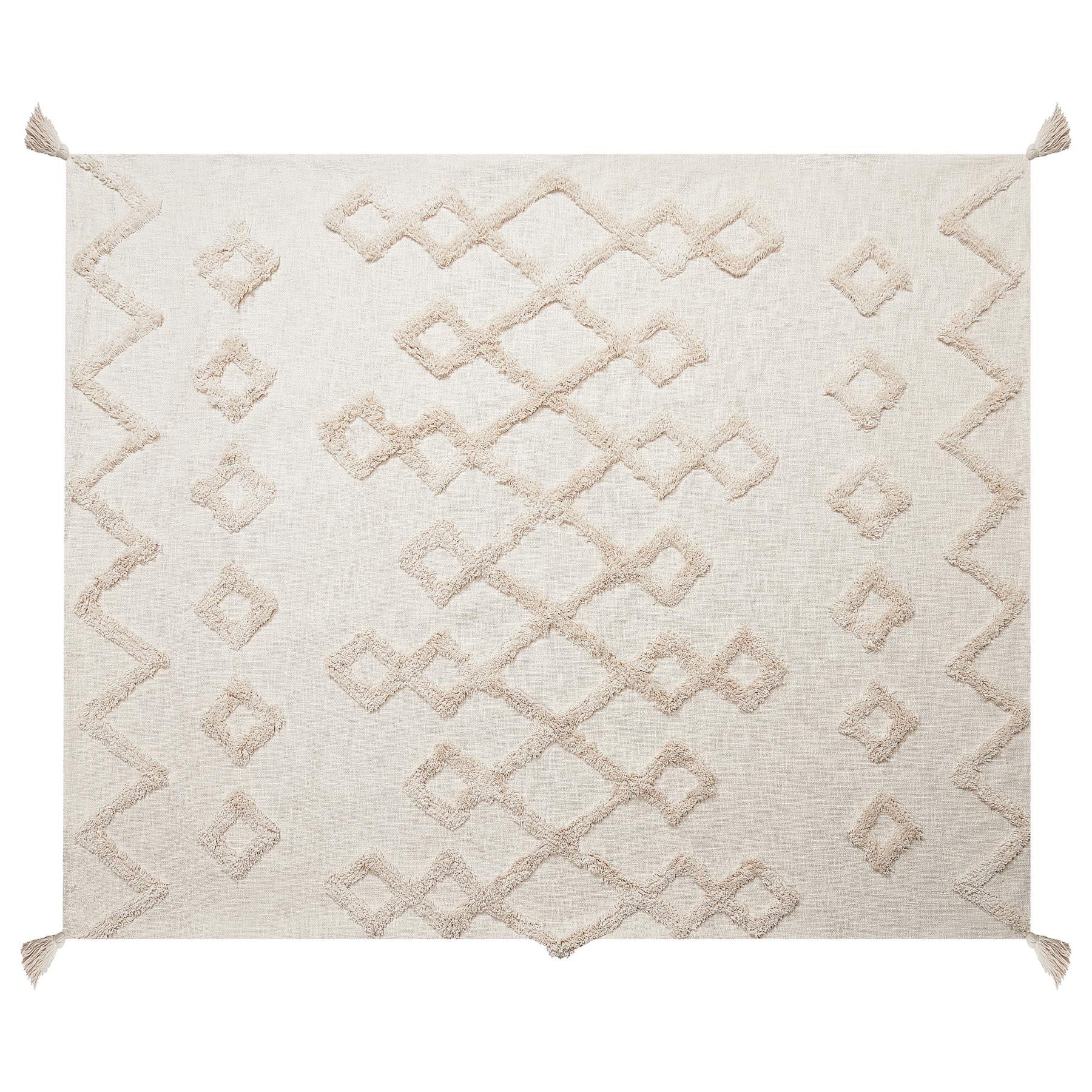 Beliani - GUNA - Plaid - Lichtbeige - 130 x 180 cm - Katoen