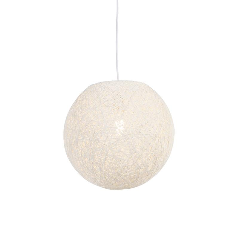 QAZQA Landelijke hanglamp wit bol 35cm - Corda