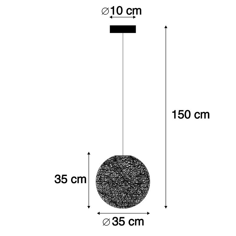 QAZQA Landelijke hanglamp wit bol 35cm - Corda
