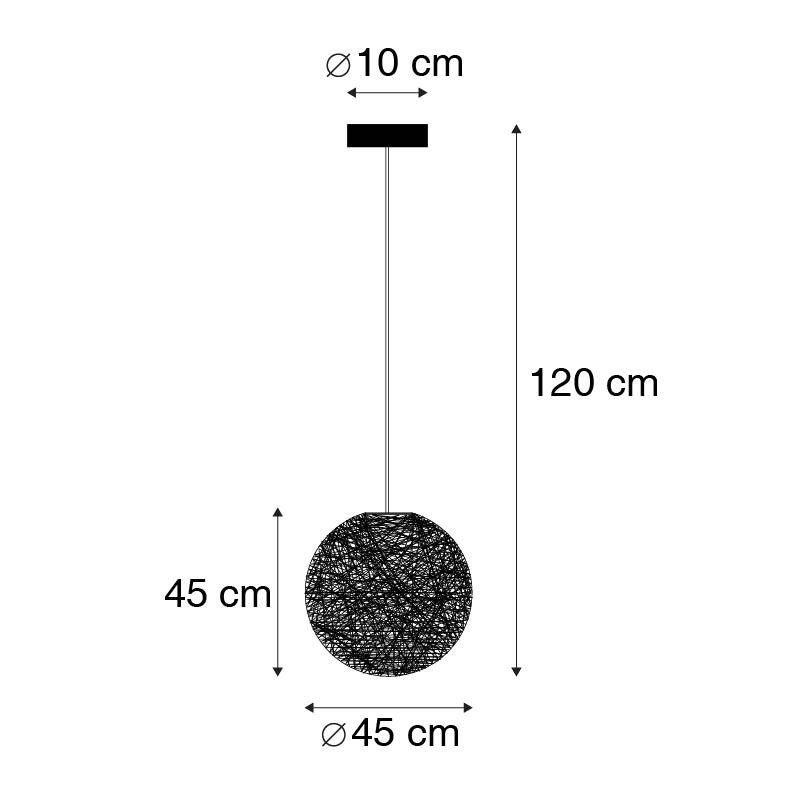 QAZQA Landelijke hanglamp wit bol 45cm - Corda