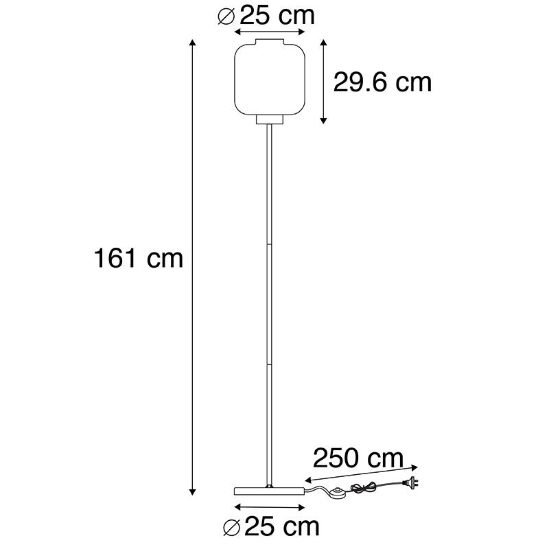 QAZQA Design vloerlamp zwart met amber glas - Qara