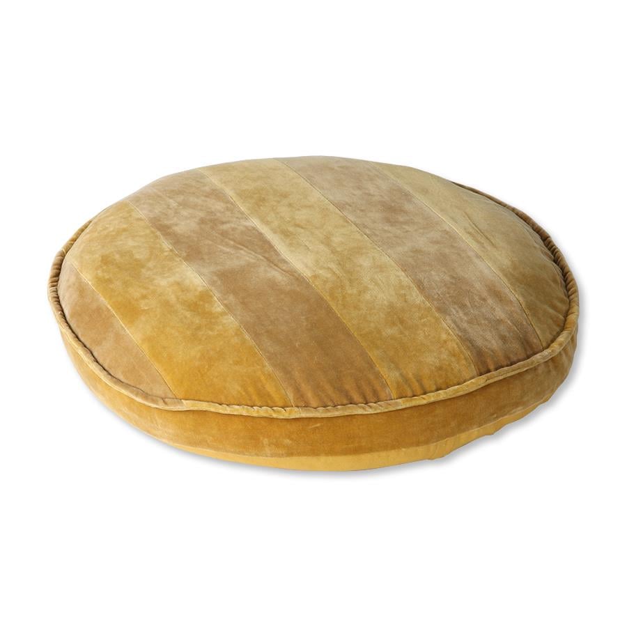 HKliving Striped Velvet Sierkussen Ø 60 cm - Okergeel