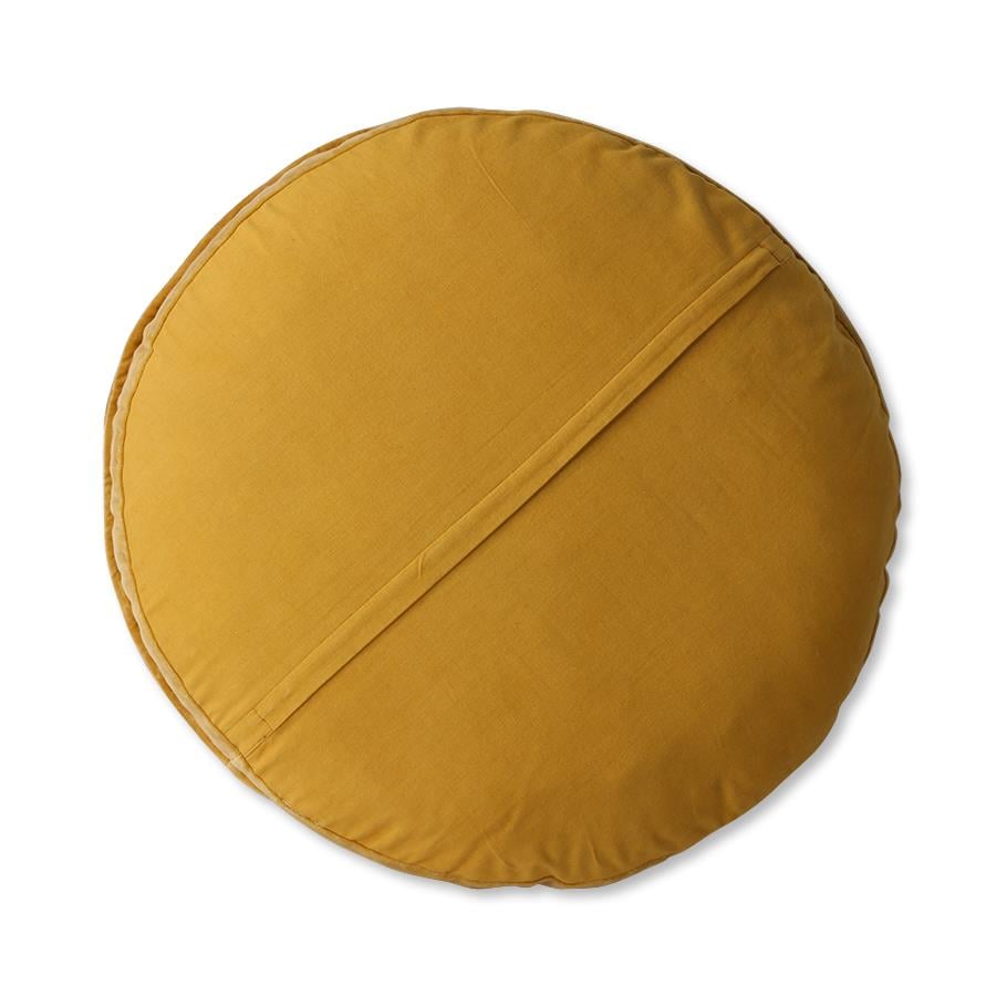 HKliving Striped Velvet Sierkussen Ø 60 cm - Okergeel