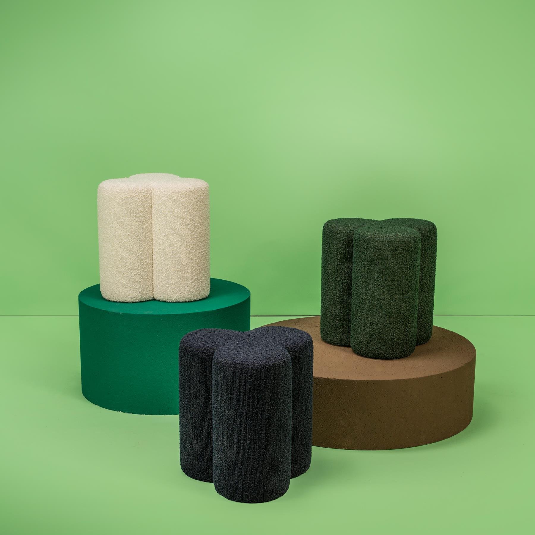 POLSPOTTEN Clover Poef - Blauw